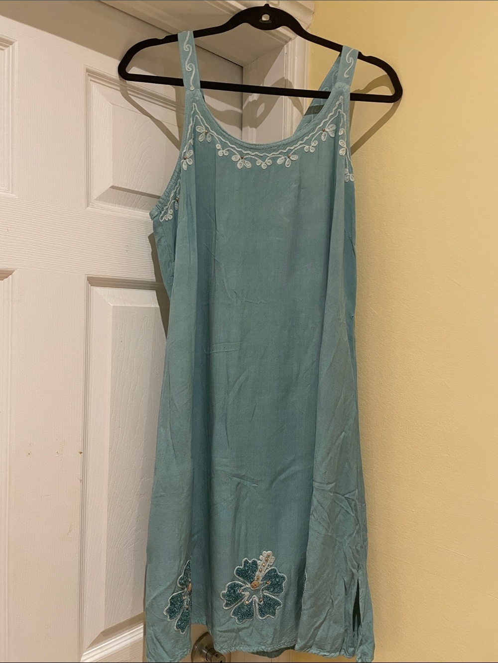 Effortless Boho Free Spirit Coastal Style Breathable Acqua Dress XL